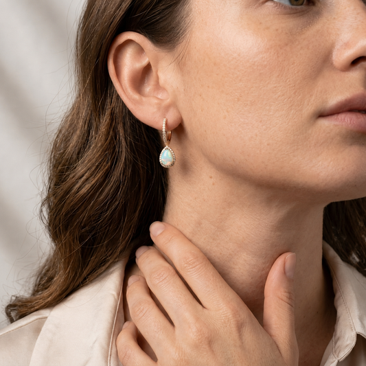 Geometric Waterdrop Opal Earrings